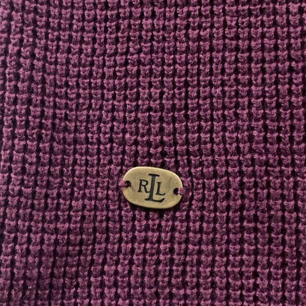 Lauren Ralph Lauren Hooded Pullover Sweater L Burgundy Waffle Knit Drawstring - Picture 3 of 8